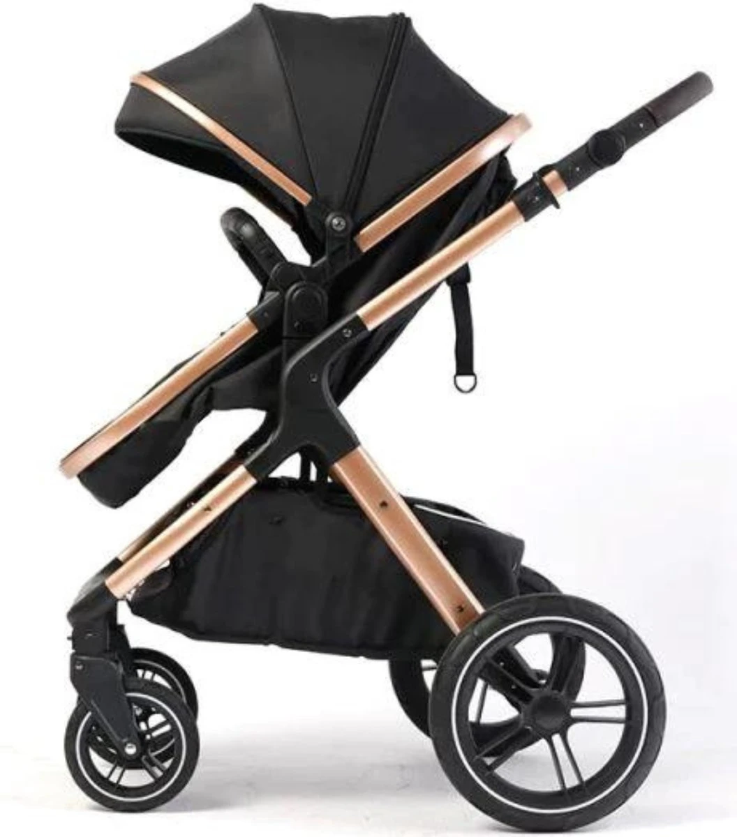 Merkloos BrightWise Luxe Kinderwagen 3 In 1 Van Voldoet Aan Alle Europese Veiligheidscertificaten - Wandelwagen - Kinderwagen 3-in-1 Incl Autostoel - Kinderwagen Maxi Cosi – Buggy 3 In 1 - Newborn - Zwart - Afbeelding 6