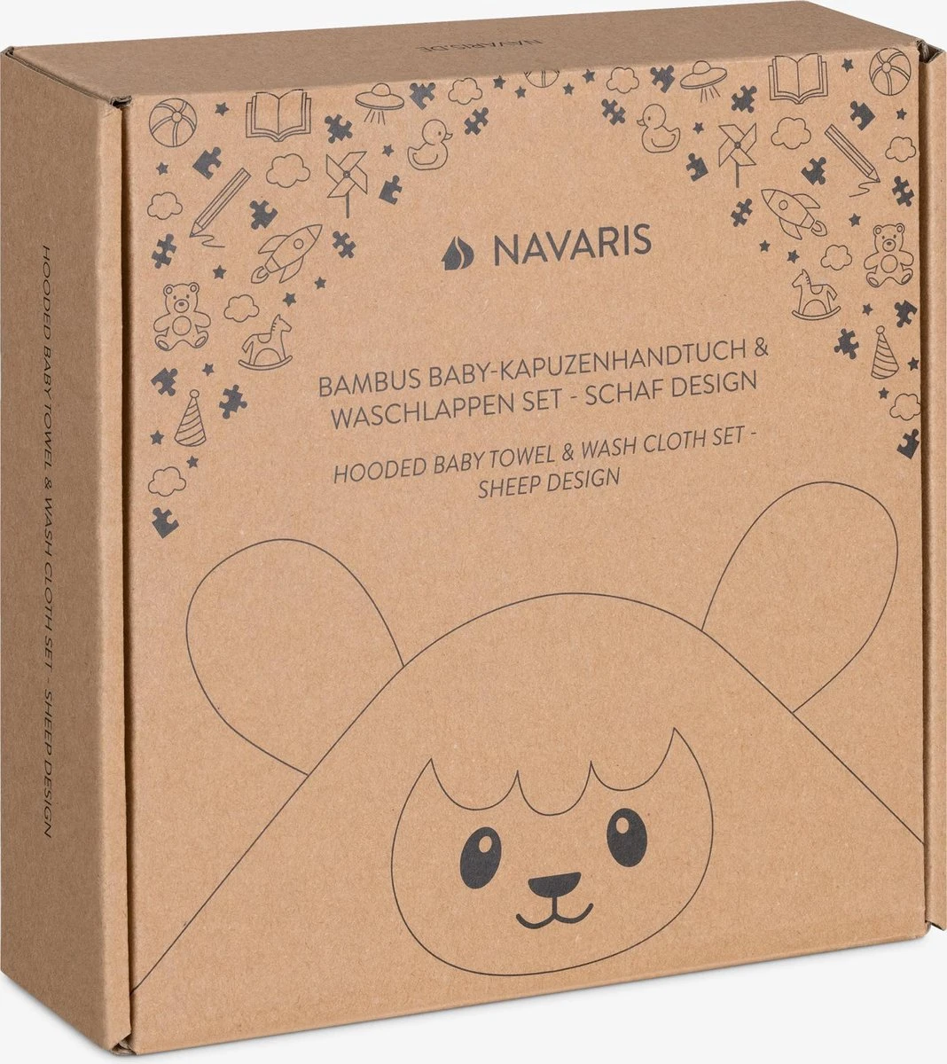 Navaris Badcape Met Capuchon Voor Baby - Set Met Badcape En Washandje - 100% Bamboe - Voor Baby's Van 0-12 Maanden - Oeko-tex Gecertificeerd - Schaap - Afbeelding 6