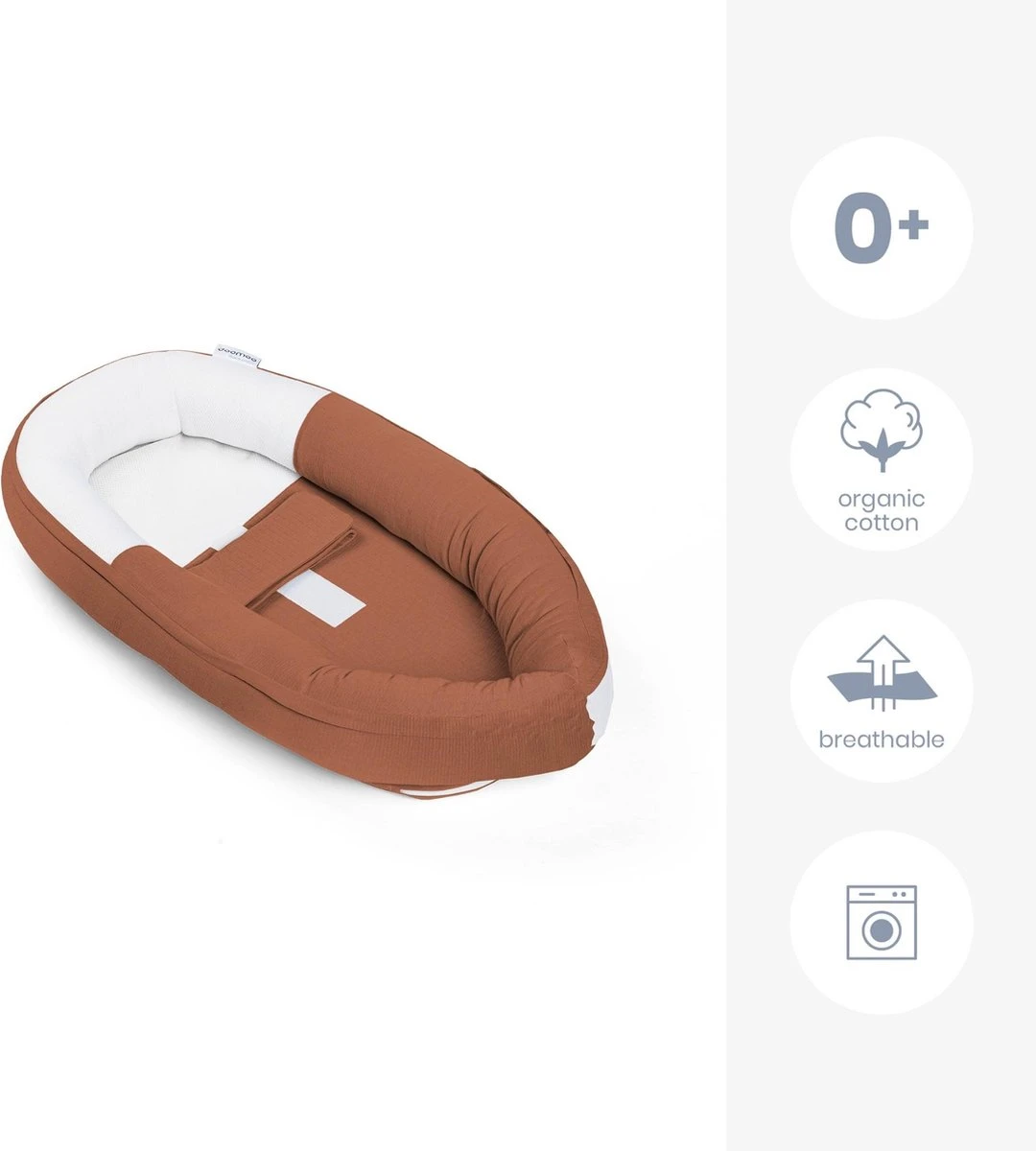 Doomoo Cocoon - Babynestje - Organisch Katoen - 74 X 46 Cm - Tetra Jersey Terracotta - Afbeelding 4