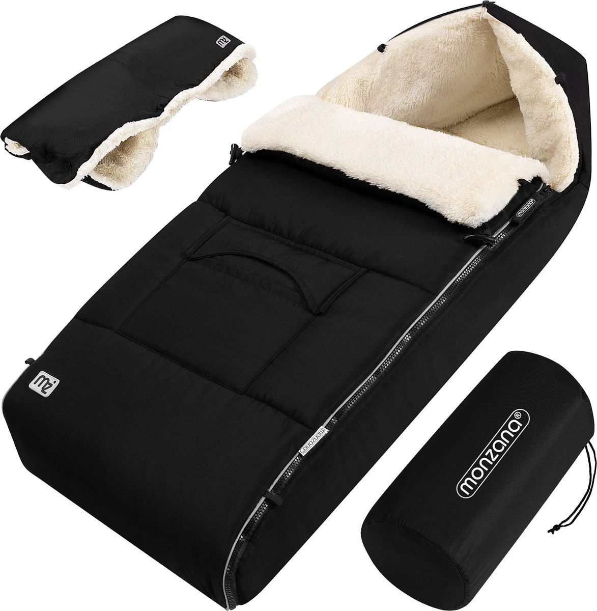 Monzana Baby Voetenzak – Met Ritssluiting - Wasbaar 90 X 60 Cm Zwart