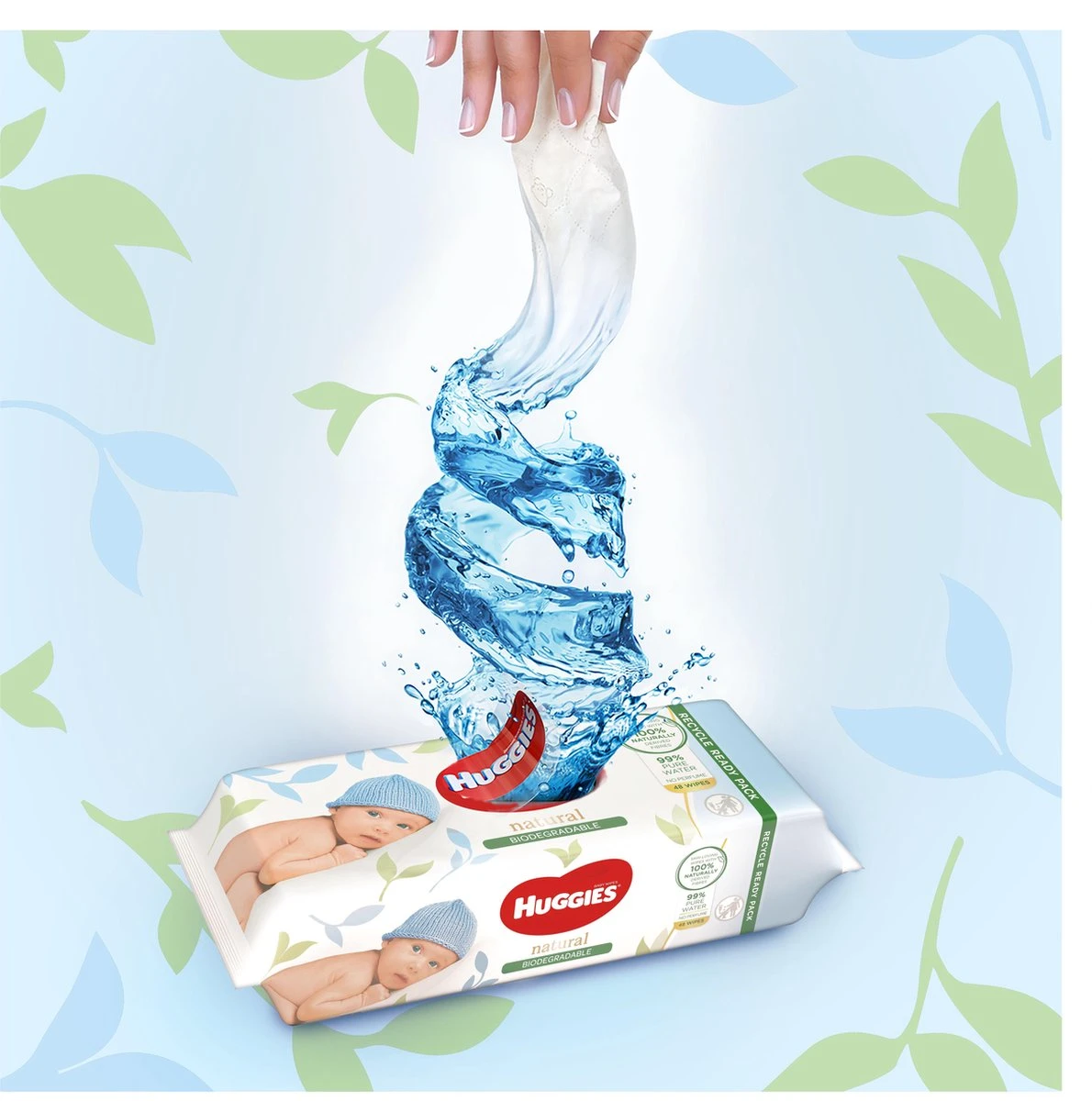 Huggies Billendoekjes - 100% Plasticvrij - Biologisch Afbreekbaar - 12 X 48 Stuks - 576 Doekjes - Afbeelding 3