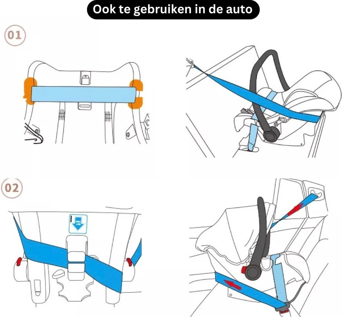 Merkloos BrightWise Luxe Kinderwagen 3 In 1 Van Voldoet Aan Alle Europese Veiligheidscertificaten - Wandelwagen - Kinderwagen 3-in-1 Incl Autostoel - Kinderwagen Maxi Cosi – Buggy 3 In 1 - Newborn - Zwart - Afbeelding 5
