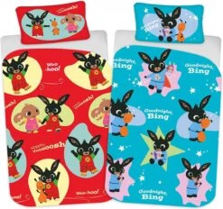 Bing Bunny Peuterdekbedovertrek - 120 X 150cm - BING Juniordekbed - Rood / Blauw