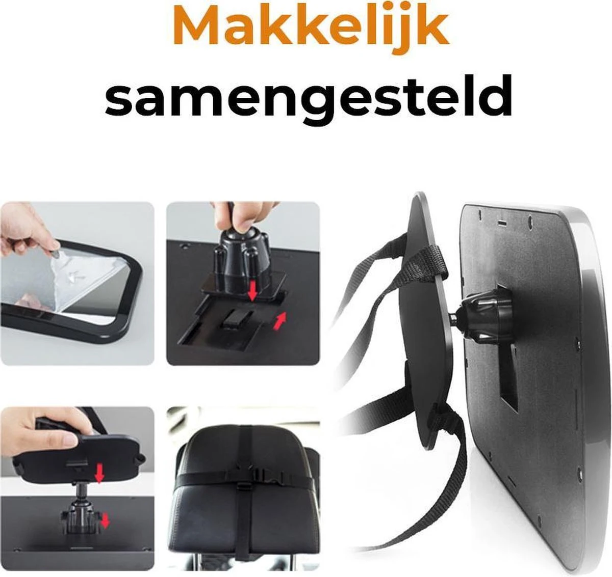 Deryan Luxe XL Autospiegel Baby Verstelbaar - Kinderspiegel Auto - Achterbank Spiegel Baby - Afbeelding 3