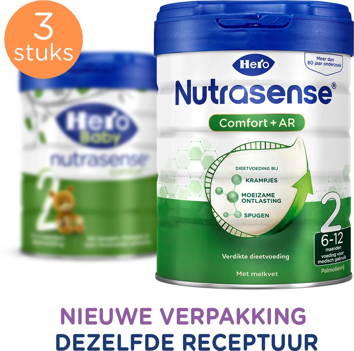 Hero Baby Nutrasense Comfort+ 2 (6+ Maanden) - Flesvoeding - 3 Stuks