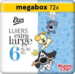 Etos Woezel & Pip Luiers XL Maat 6 - 16-30 Kg - Megabox - 72 Stuks