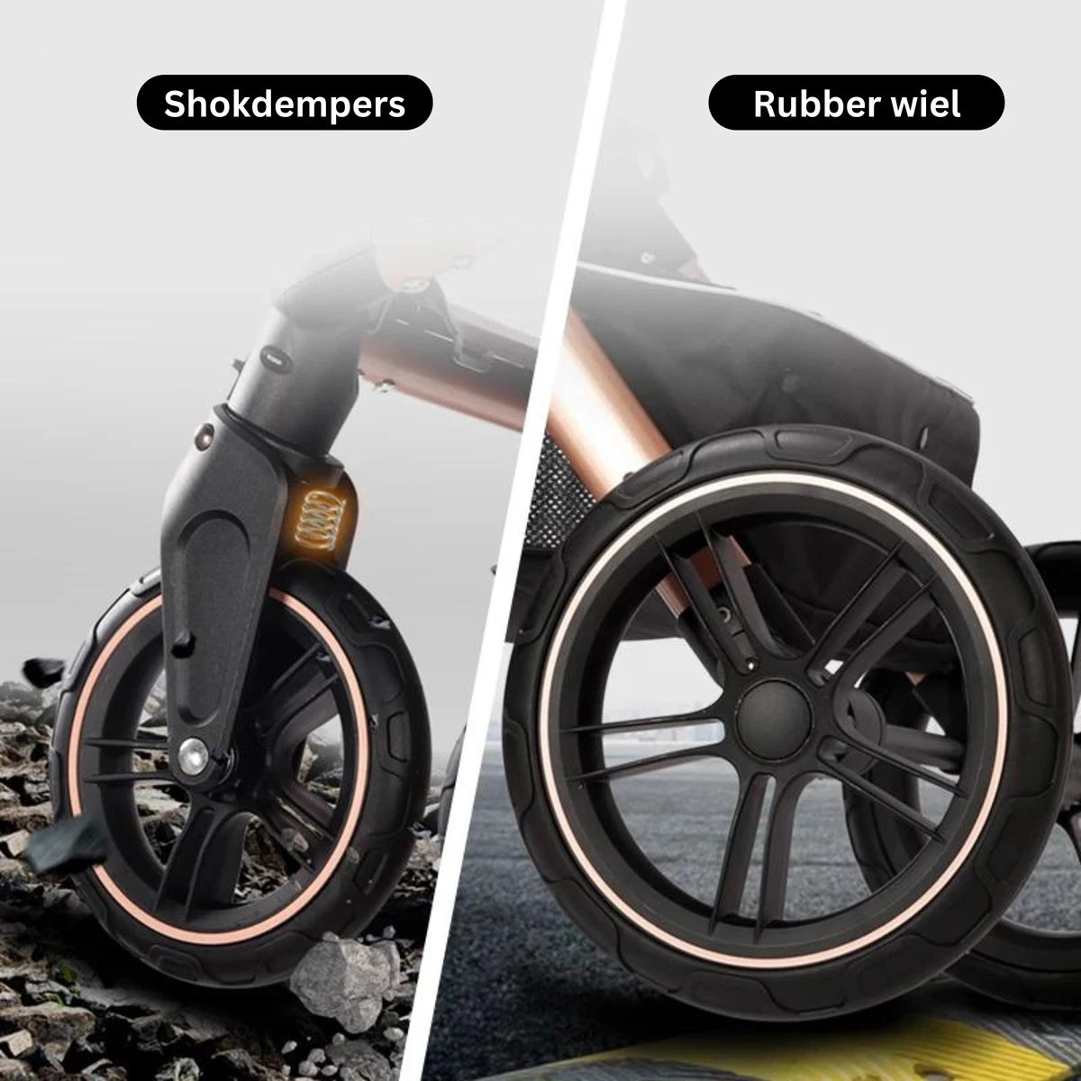 Merkloos BrightWise Luxe Kinderwagen 3 In 1 Van Voldoet Aan Alle Europese Veiligheidscertificaten - Wandelwagen - Kinderwagen 3-in-1 Incl Autostoel - Kinderwagen Maxi Cosi – Buggy 3 In 1 - Newborn - Zwart - Afbeelding 4