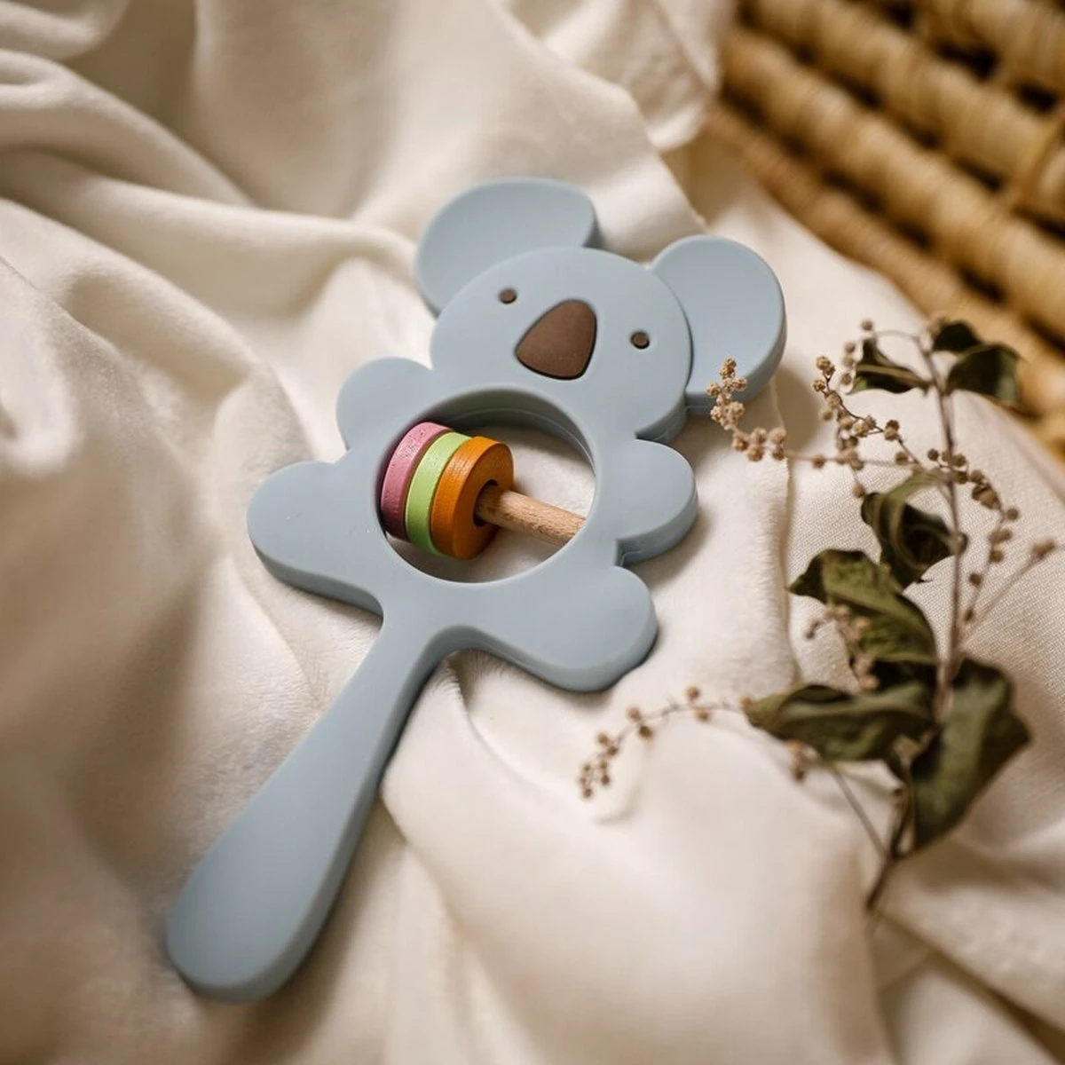 Merkloos Bijtring - Rammelaar - Babys - Speelgoed - Babyspeelgoed - Kraamcadeau - Siliconen - BPA Vrij - Blauw - Afbeelding 5