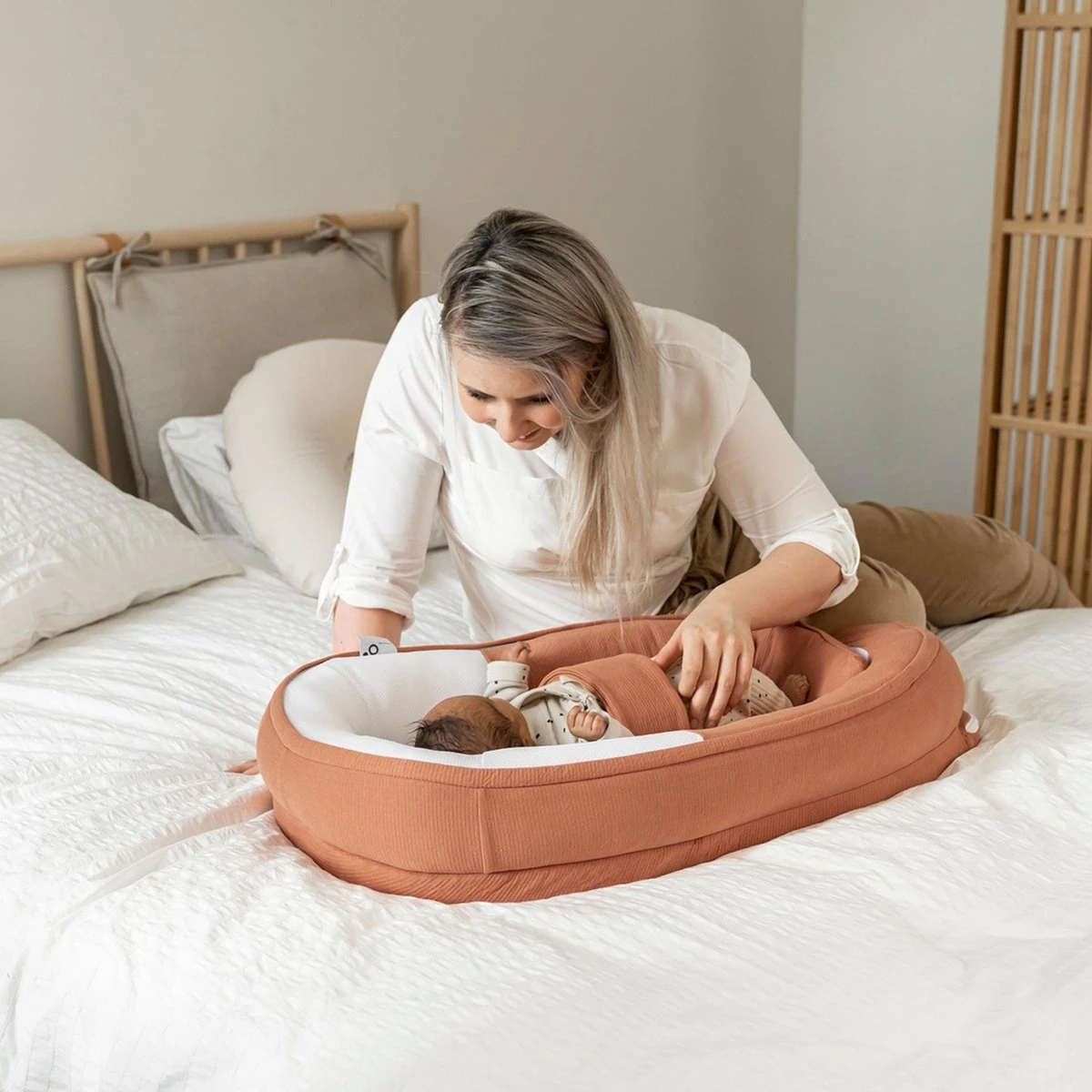 Doomoo Cocoon - Babynestje - Organisch Katoen - 74 X 46 Cm - Tetra Jersey Terracotta - Afbeelding 8