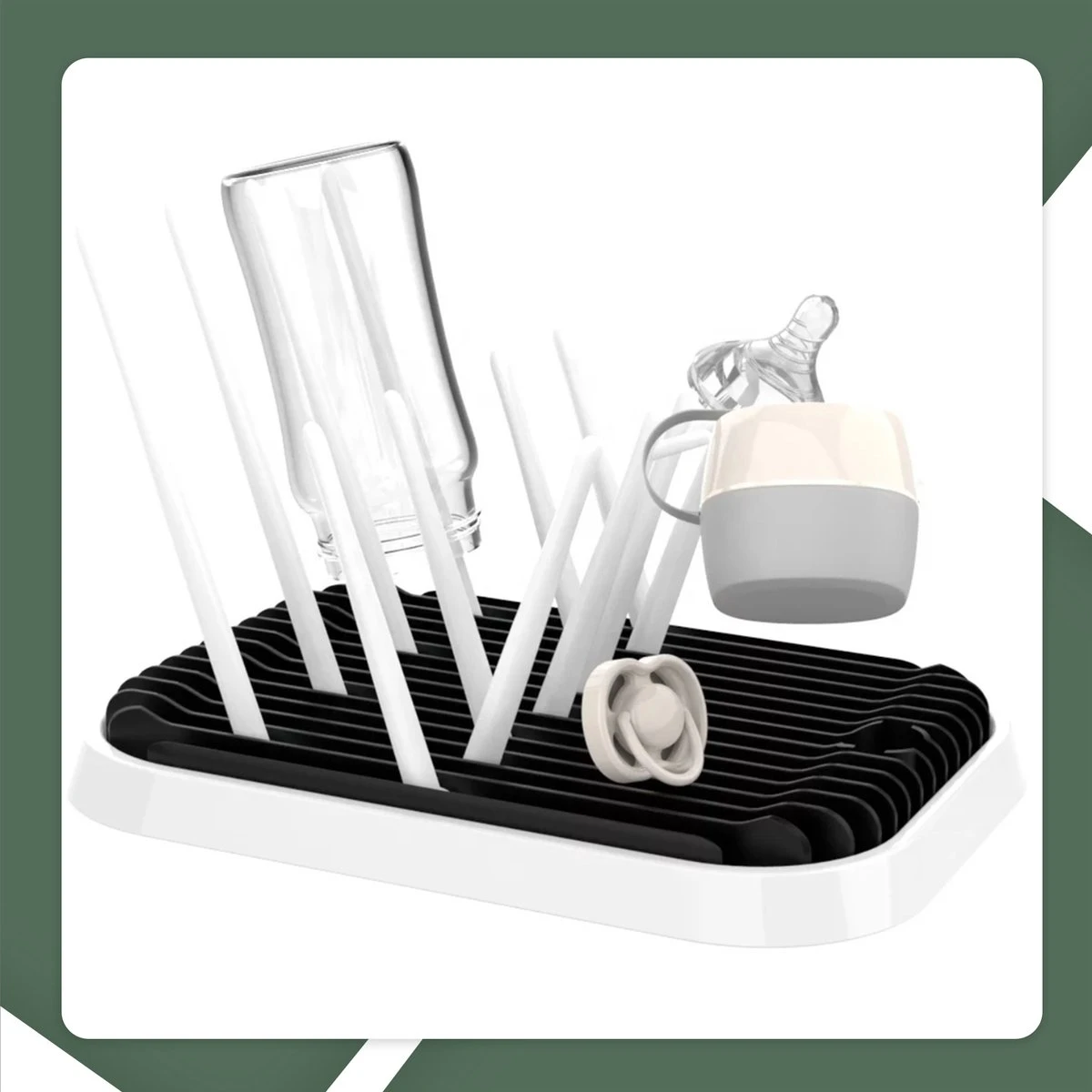 STACK Flessen Droogrek | Zwart - Geschikt Voor Flessen En Doppen - Droogrek Voor Flessen - Baby Flessenrek - Afdruiprek Baby - Drying Rack - Babyfles Droogrek - Afdruiprek Fles Met Lekbak - Afdruiprek - Babyflessen - Flessenrek - Afbeelding 2