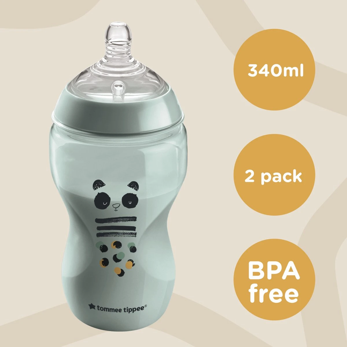 Tommee Tippee Closer To Nature - Zuigflessen - Normale Uitstroomsnelheid - Anti-colic Ventiel - 340 Ml - Verpakking Van 2 Stuks - Groen En Zwart - Afbeelding 9