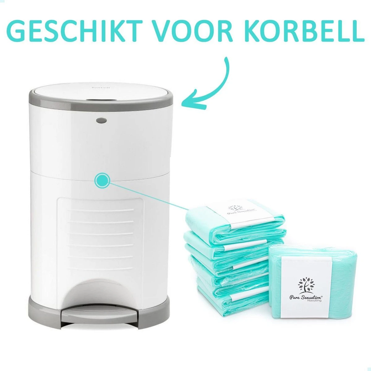 Pure Sensation® Luieremmer Navulling - 3 Stuks - Geschikt Voor Korbell - Inclusief Extra Luier Etui - Navullingen 15/16 Liter - Luieremmer Zakken - Luieremmernavullingen - Luieremmers - Korbell Luieremmer – Luiertasje - Korbell Navulling - Afbeelding 6