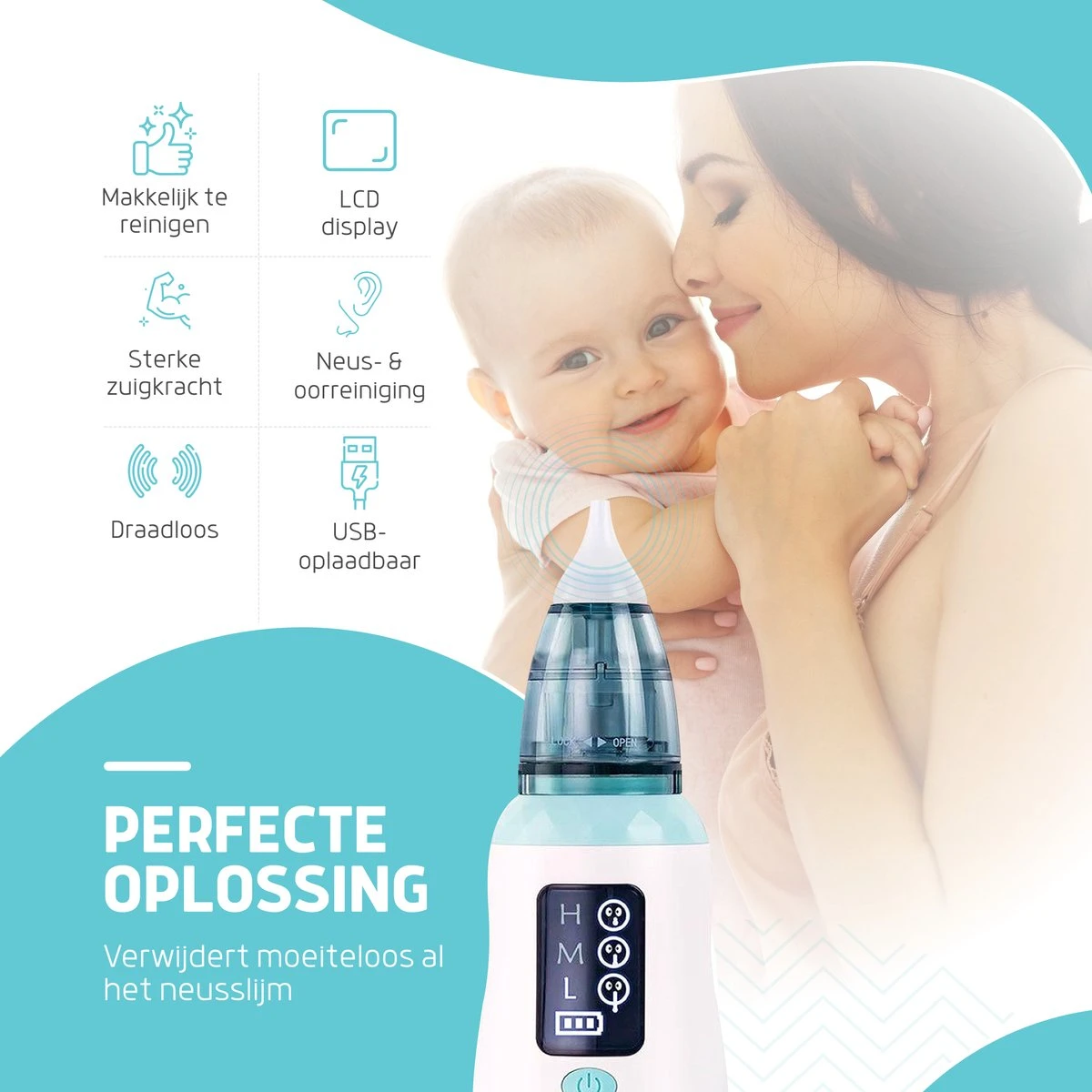 Hoy En Dia® Neusreiniger Baby Snoetenpoetsers - Neuspeer Met USB - Elektrische Neuszuiger En Oorreiniger - Afbeelding 5