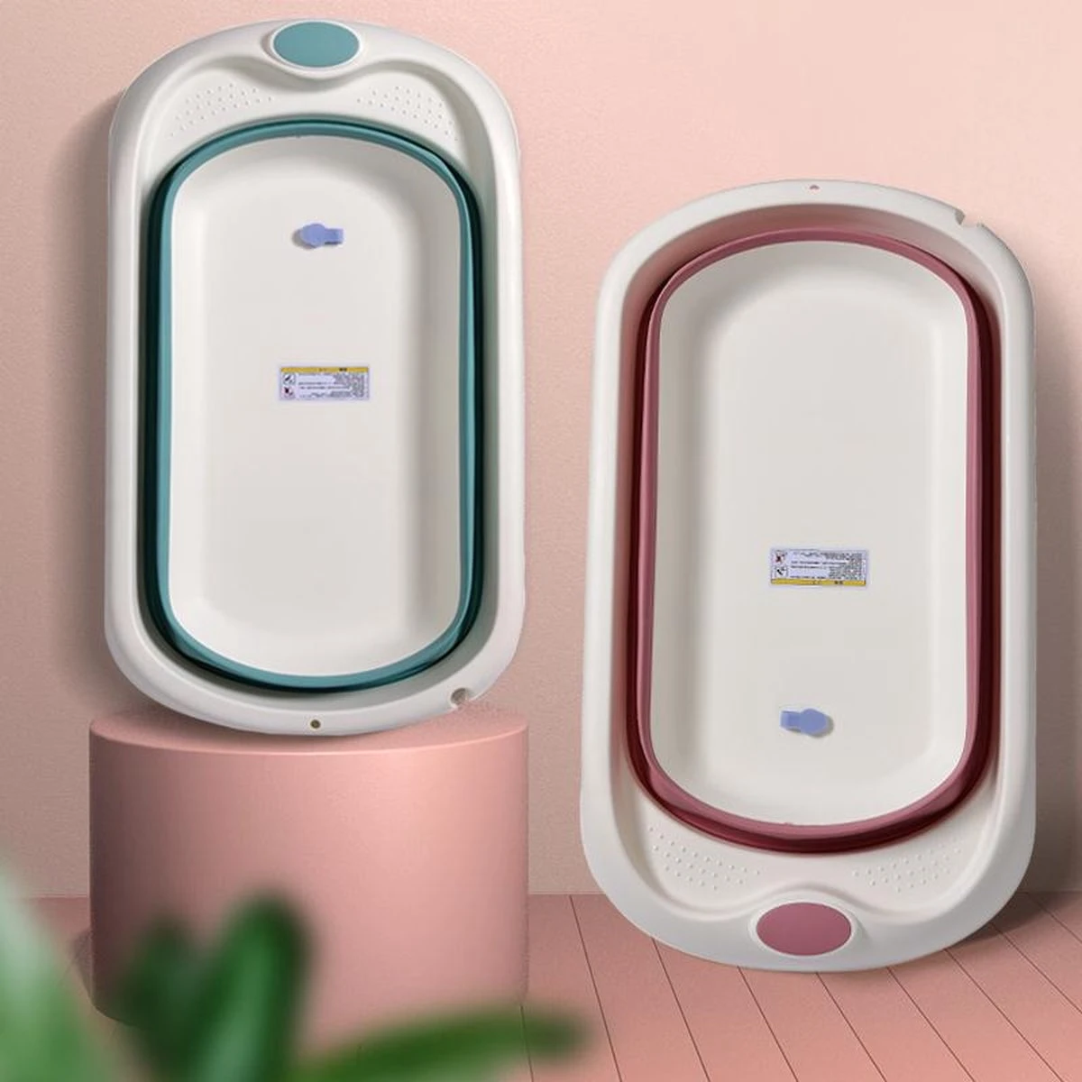 Babybadje - Peuterbadje - Opvouwbaar - Incl. Baby Badkussen - 84 Cm Lang - 0 Tot 3 Jaar - Roze - Afbeelding 5