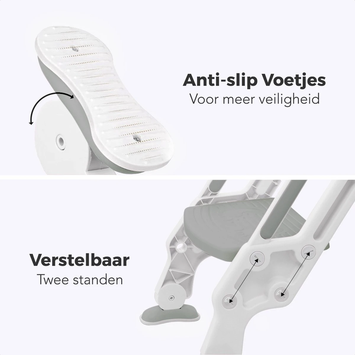 LifeGoods WC Verkleiner Met Trapje - Trainer Met Opstapje - 2 Tot 7 Jaar - Grijs/Wit - Afbeelding 5