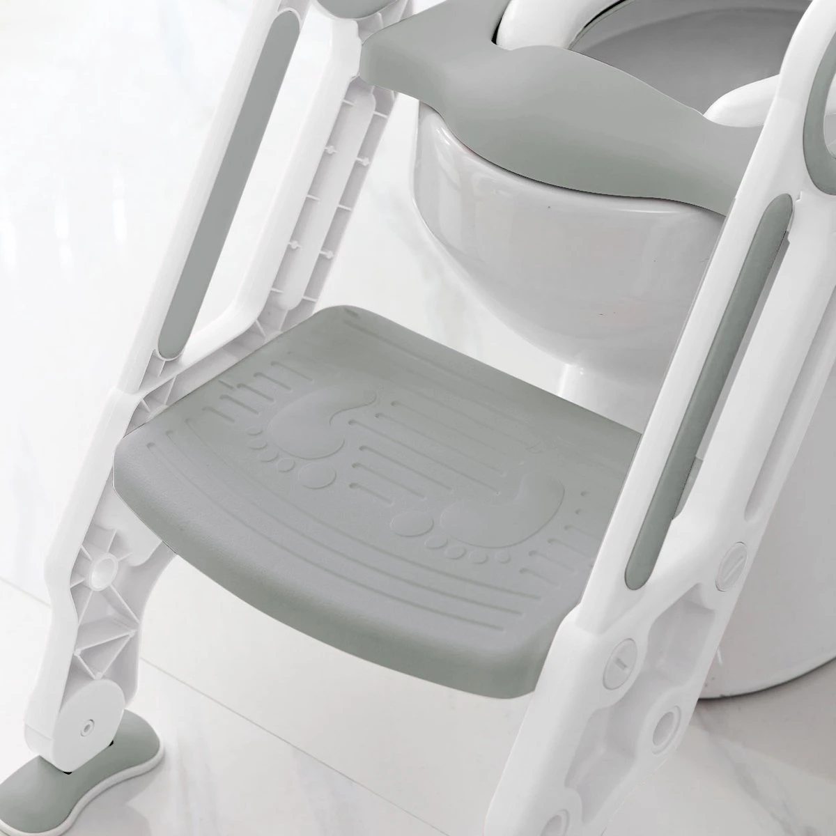 LifeGoods WC Verkleiner Met Trapje - Trainer Met Opstapje - 2 Tot 7 Jaar - Grijs/Wit - Afbeelding 6