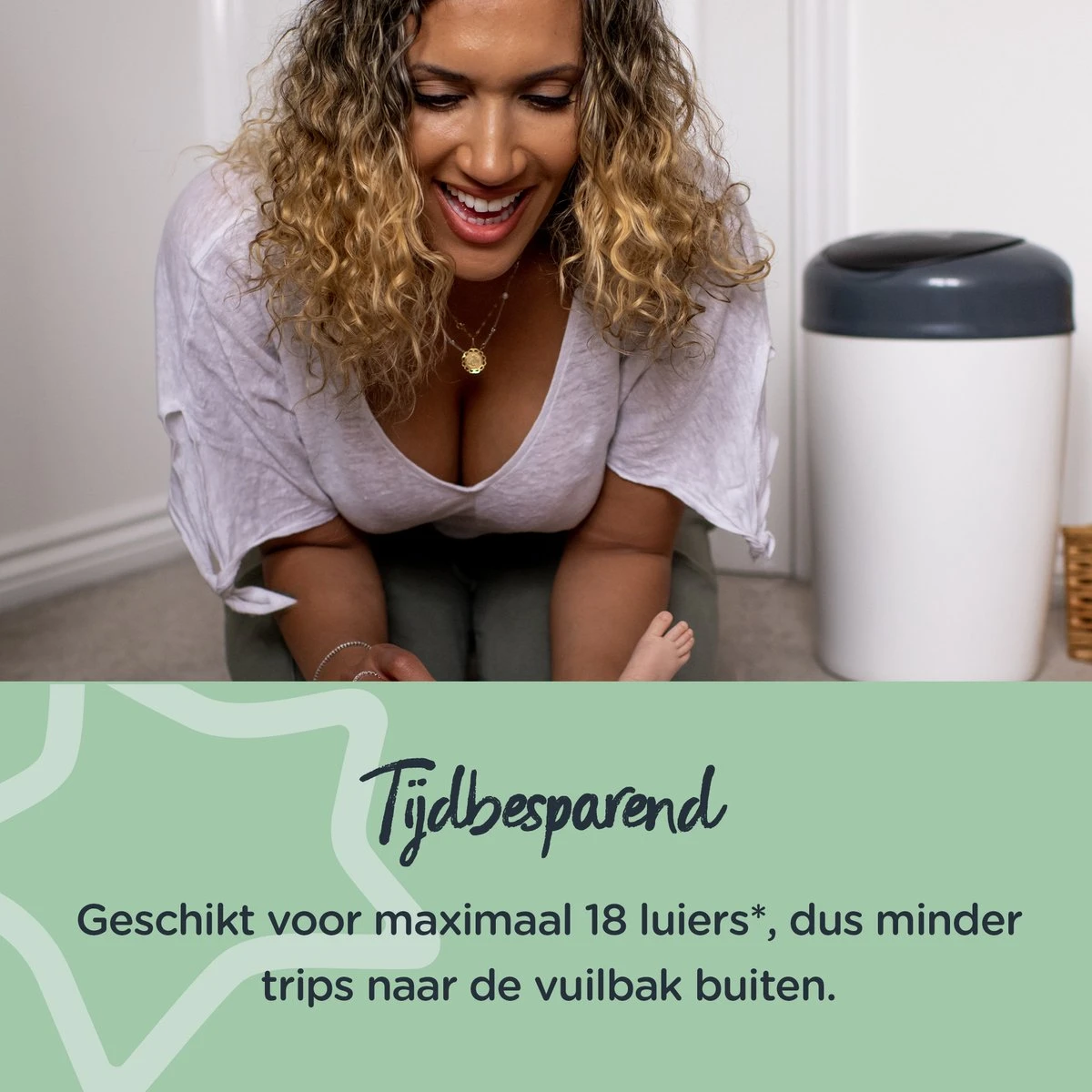 Tommee Tippee Simplee Sangenic Luieremmer, Milieuvriendelijker Systeem, Inclusief 1 Navulcassette Met Duurzaam Geproduceerde Antibacteriële GREENFILM, Grijs - Afbeelding 4