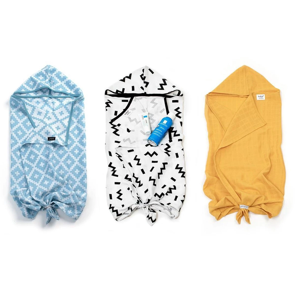 KipKep Blenker Hydrofiele Badcape - Maat 100x70cm - Little Bees Geel - Afbeelding 6