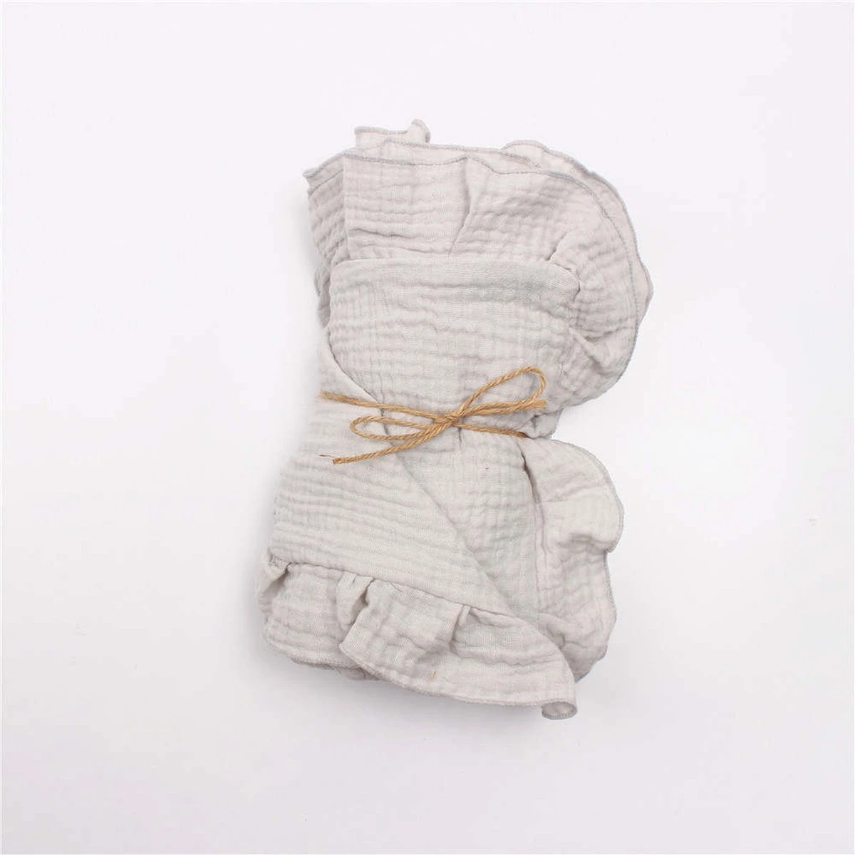 Hydrofiele Doek XL - 120x120 Cm - Ruffle Grijs - Inbakerdoek - Swaddle Doek - Afbeelding 4