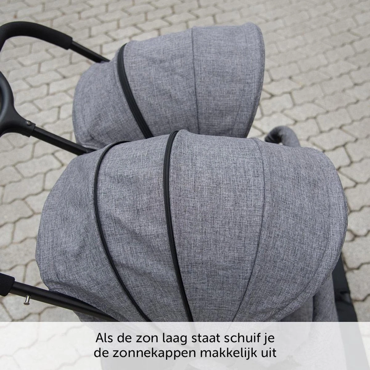 ABC Design Duo Kinderwagen Twin Circle Line - Inclusief Regenhoes - Woven Graphite - Afbeelding 14