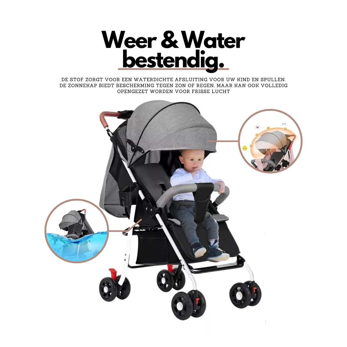 Child Supplies Buggy - Inklapbare Buggy - Baby Stroller - 3 In 1 - Kinderwagen - Blauw - Afbeelding 4