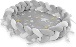 Navaris Babynestje Voor Baby's - Nestje Geweven Met Slaapmatje - Babynestje Met Bedrand Vlecht - Nestje Hoofdbeschermer - Babynestje Geweven