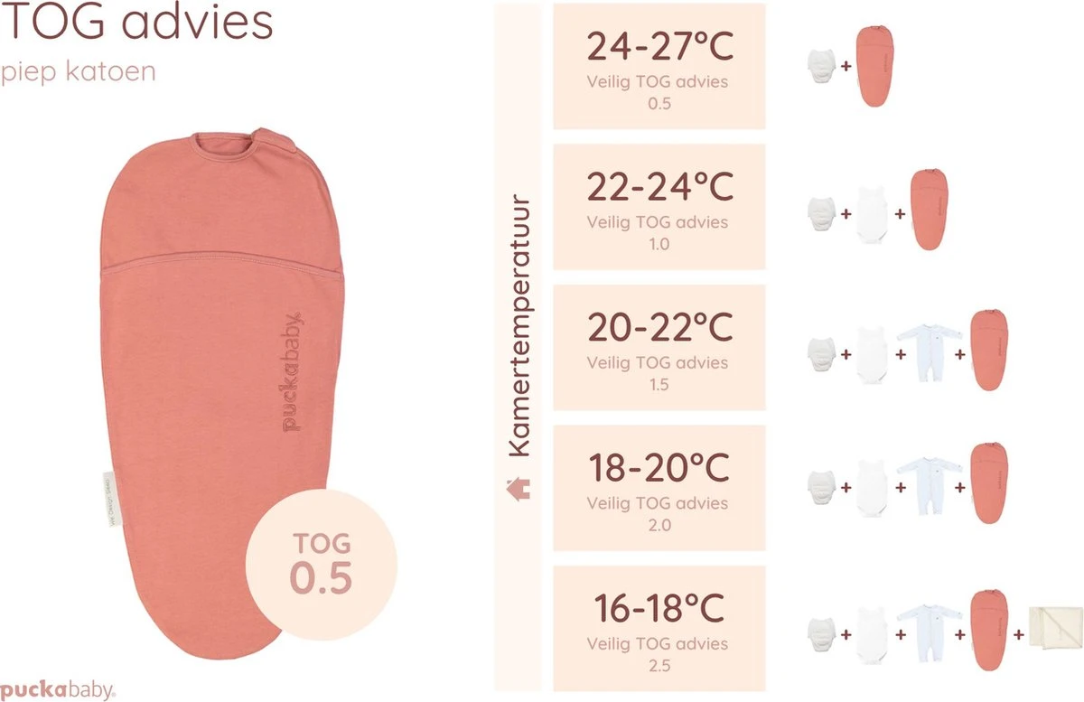 Puckababy Inbakerslaapzak Original Piep 0-3 Maanden - Earth - Afbeelding 2