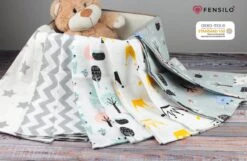 Spuugdoekjes – Monddoekjes – 10 Pack - Flanellen Doeken - Monddoekje 35x50cm – 100% Katoen – Fensilo – Spuugdoek Unisex – Wit – Dieren - Grijs - Flanellen Luiers