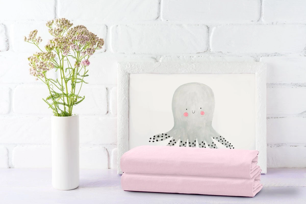 Bed Couture Flanel Fleece Kinder Hoeslaken - 100% Katoen Extra Zacht En Warm - Ledikant - 70x120 Cm - Roos - Afbeelding 4