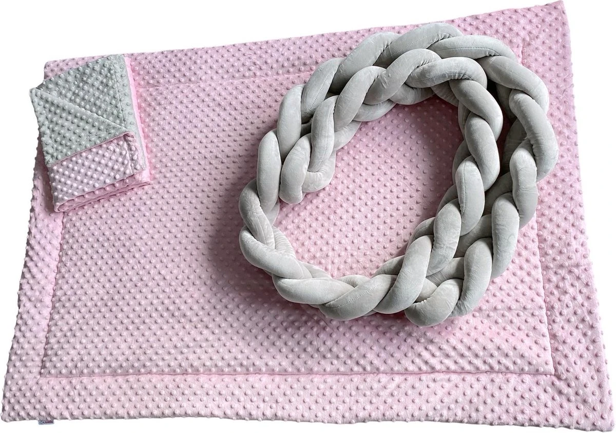 IL BAMBINI Gevlochten Baby Bed Bumper Treccia - Bedomrander - Box Omrander - Hoofdbeschermer - Boxrand - Bedbumper - Stootrand - Boxomrander - (3 Meter) Grijs - Afbeelding 5