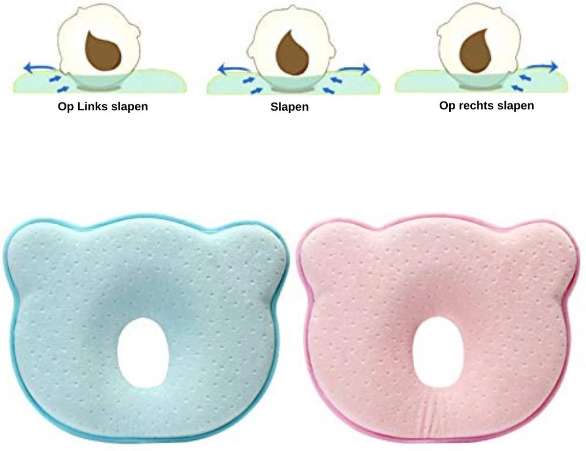 Baby IQ Orthopedisch Baby Hoofdkussen – Traagschuim – Tegen Plat Achterhoofd – Kraamcadeau –Roze – Incl Bandana Slabber - Afbeelding 11