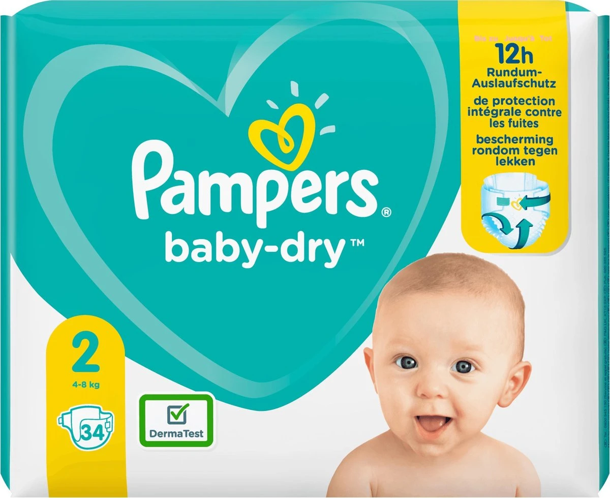 Pampers® Pampers Baby-Dry - Maat 2 (4-8kg) - 34 Luiers - Afbeelding 15