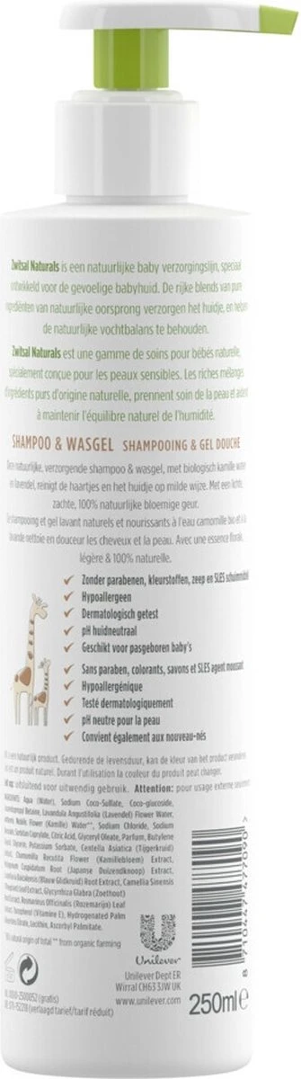 Zwitsal Naturals Shampoo&Wasgel 250ml - Afbeelding 2