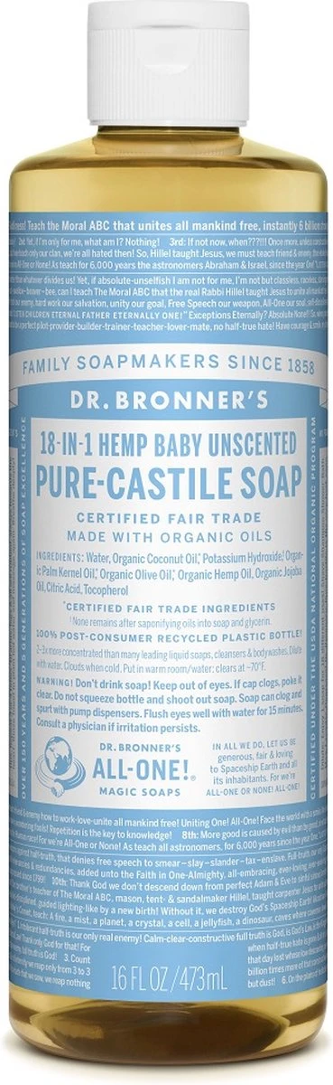 Dr. Bronner's Gel Baby Mild 18-in-1 Pure-Castile Soap - Afbeelding 4