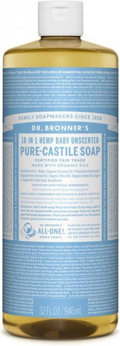 Dr. Bronner's Gel Baby Mild 18-in-1 Pure-Castile Soap - Afbeelding 3