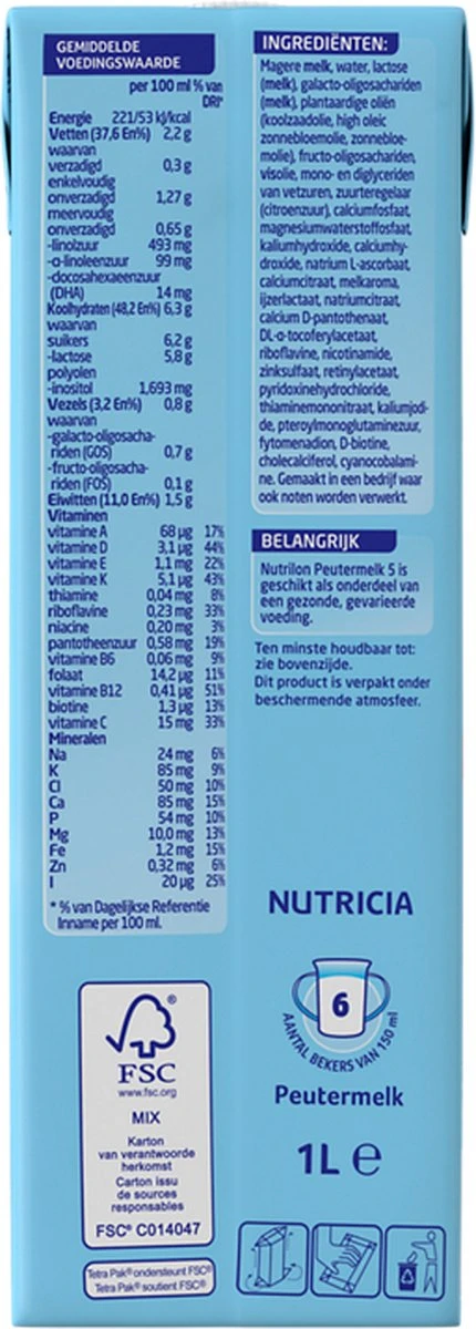 Nutrilon 5 Peutermelk Kant & Klaar - Van 2 Tot 3 Jaar - 4 X 1L - Afbeelding 10