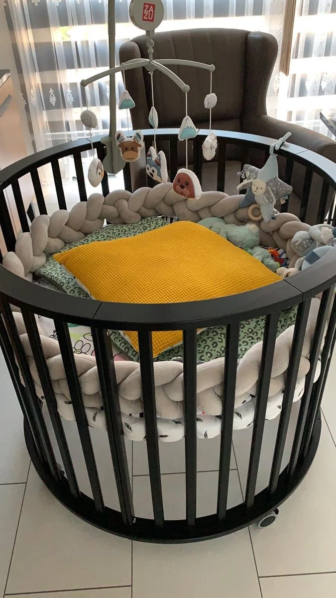 IL BAMBINI Gevlochten Baby Bed Bumper Treccia - Bedomrander - Box Omrander - Hoofdbeschermer - Boxrand - Bedbumper - Stootrand - Boxomrander - (3 Meter) Grijs - Afbeelding 7