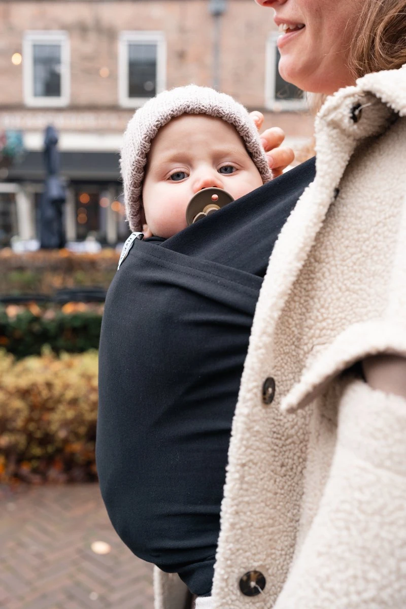 ByKay - Draagdoek - Rekbaar - Black - Maat M - Organic Katoen - Stretchy Wrap Deluxe - 3 Jaar - Buik - Heup - Afbeelding 4