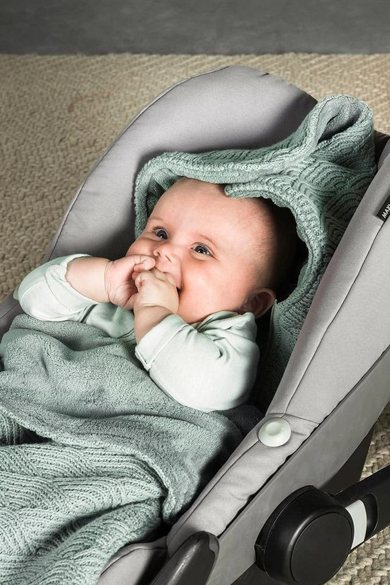 Jollein Voetenzak Voor Autostoel & Kinderwagen - River Knit - Ash Green - Afbeelding 2