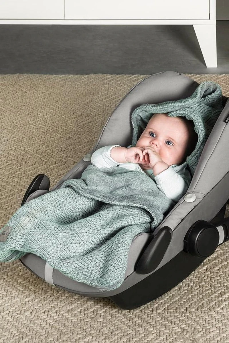 Jollein Voetenzak Voor Autostoel & Kinderwagen - River Knit - Ash Green - Afbeelding 3
