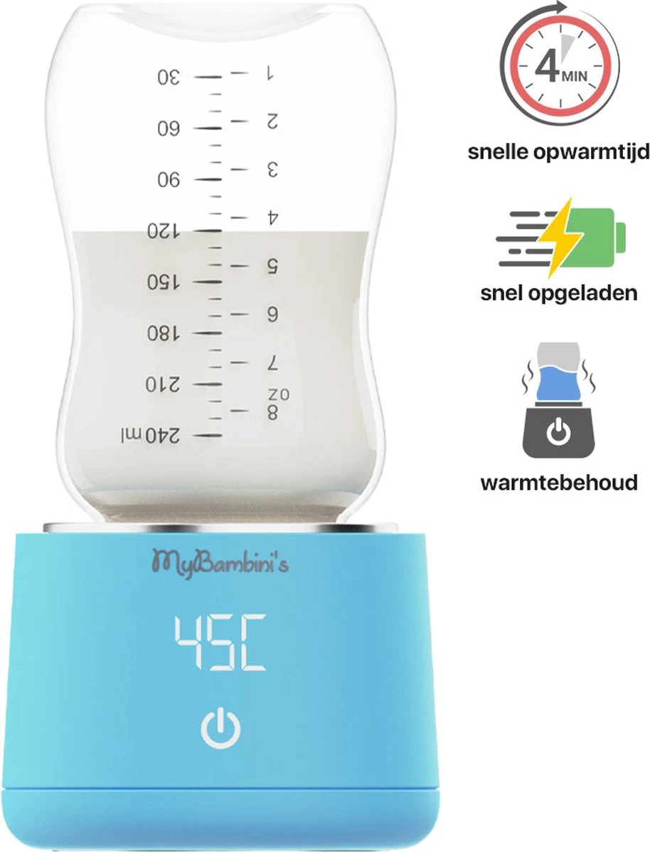 MyBambini's Bottle Warmer Pro™ - Draagbare Baby Flessenwarmer Voor Onderweg - Blauw - Geschikt Voor AVENT Philips, Chicco & Dodie