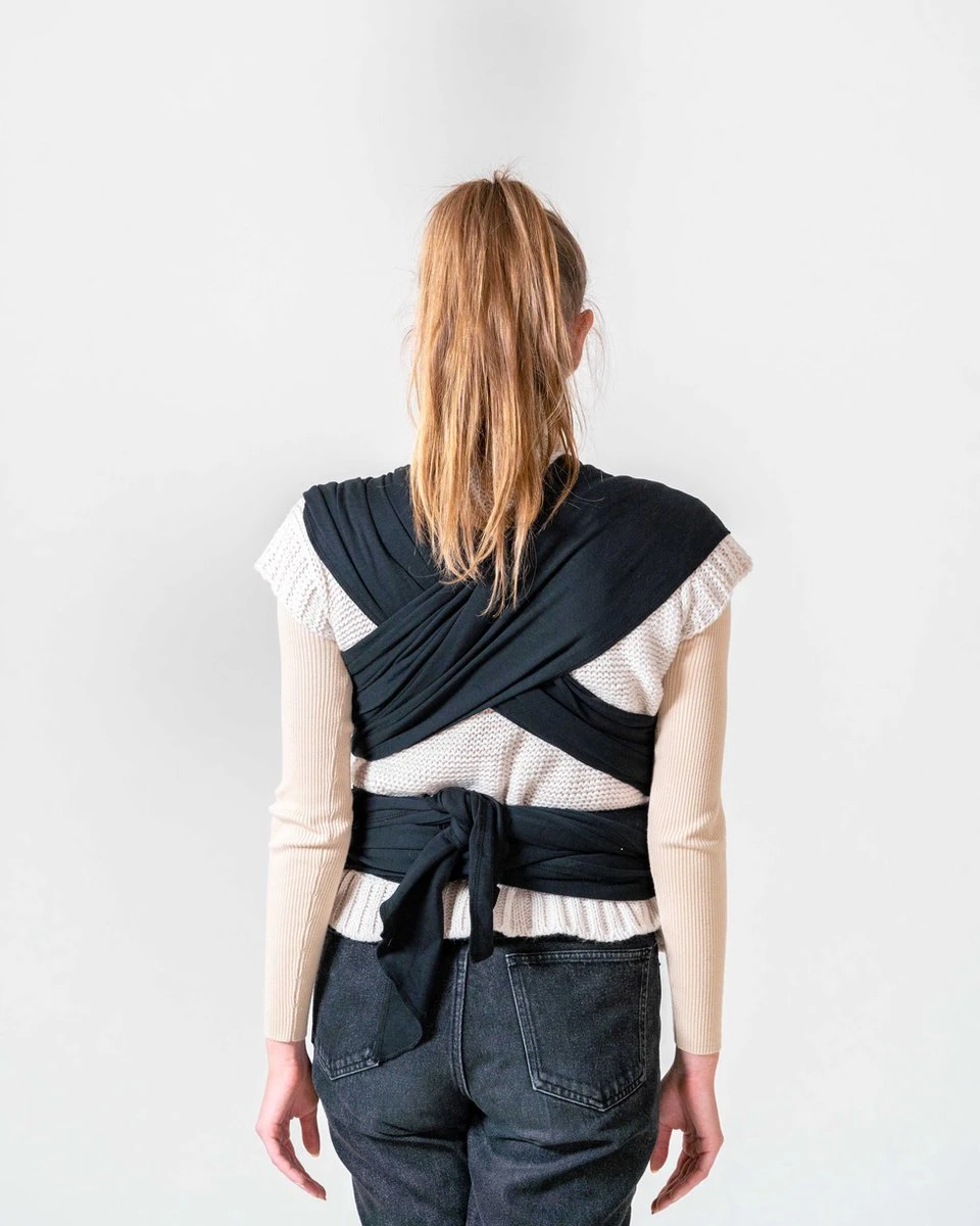 ByKay - Draagdoek - Rekbaar - Black - Maat M - Organic Katoen - Stretchy Wrap Deluxe - 3 Jaar - Buik - Heup - Afbeelding 2